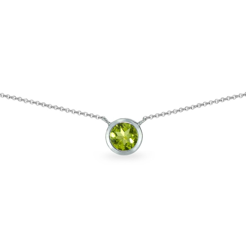 Sterling Silver Dainty Choker Necklace Bezel-Set Gemstone Elegant Minimal